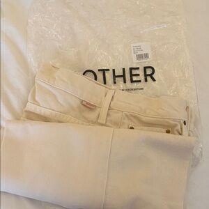 MOTHER Women's Cream Peeler Ankle Jeans